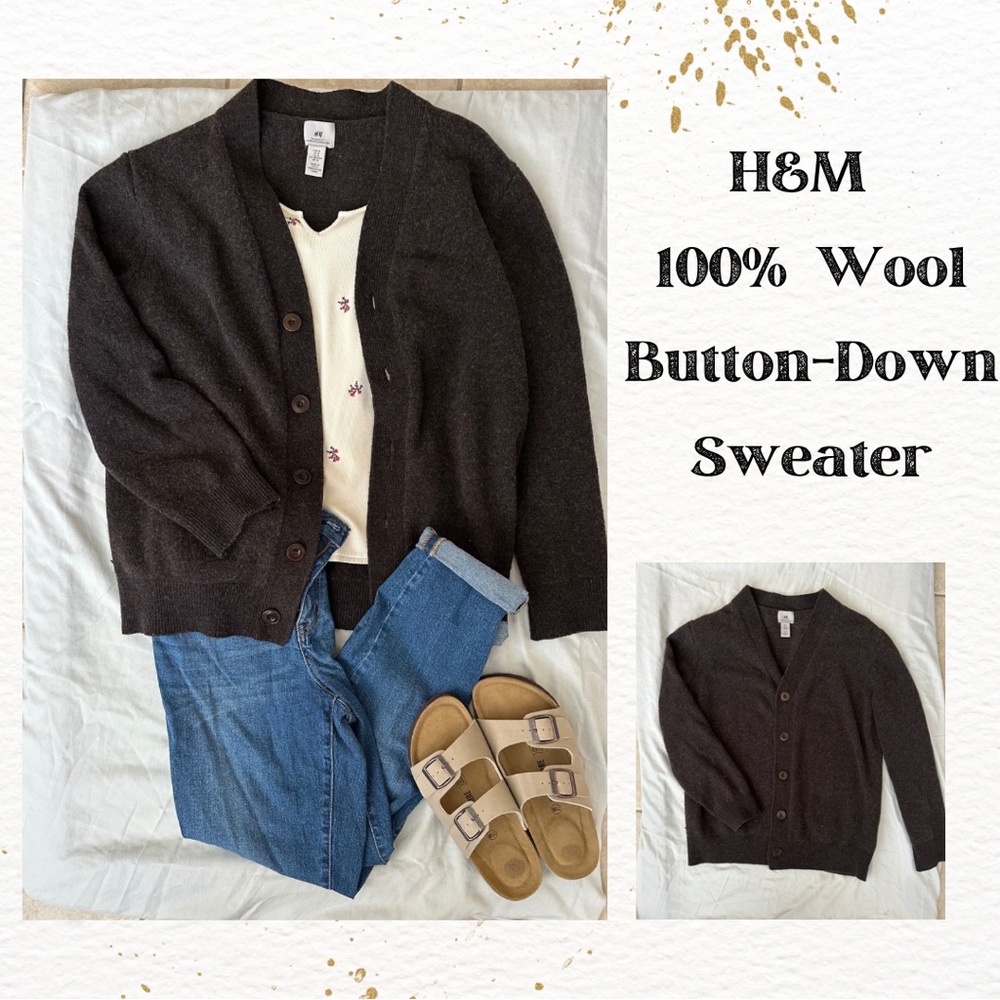 H&M Relaxed Fit 100% Wool Cardigan